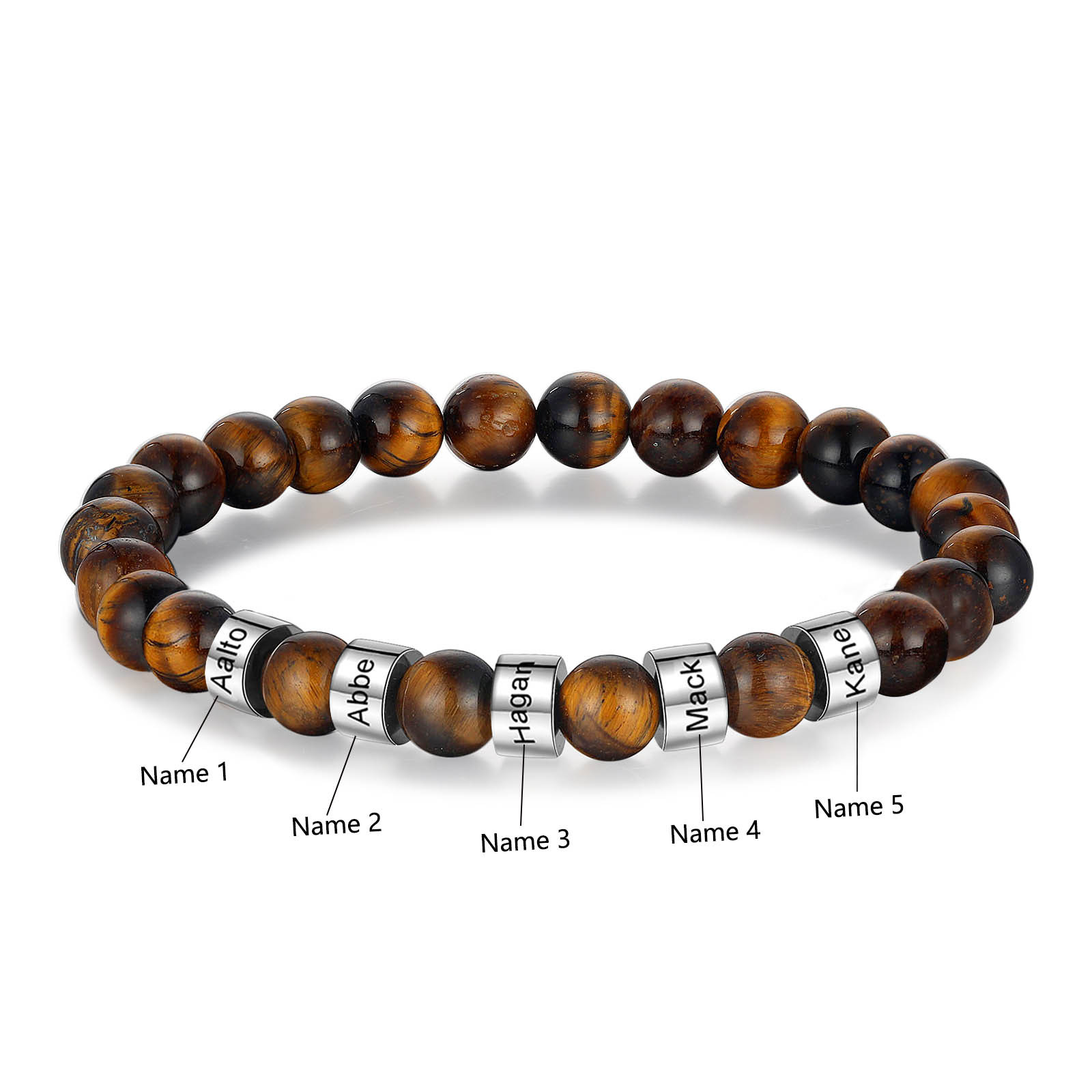 5 Names Brown Tiger Eye Stone Bracelet Men'S Bracelet Customized Gift For Him