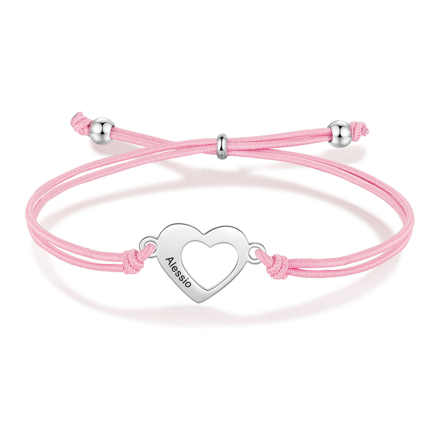 2-PCS Personalized 2 Names Elastic Cord Heart Bracelet, Back To School Gift For Daughter