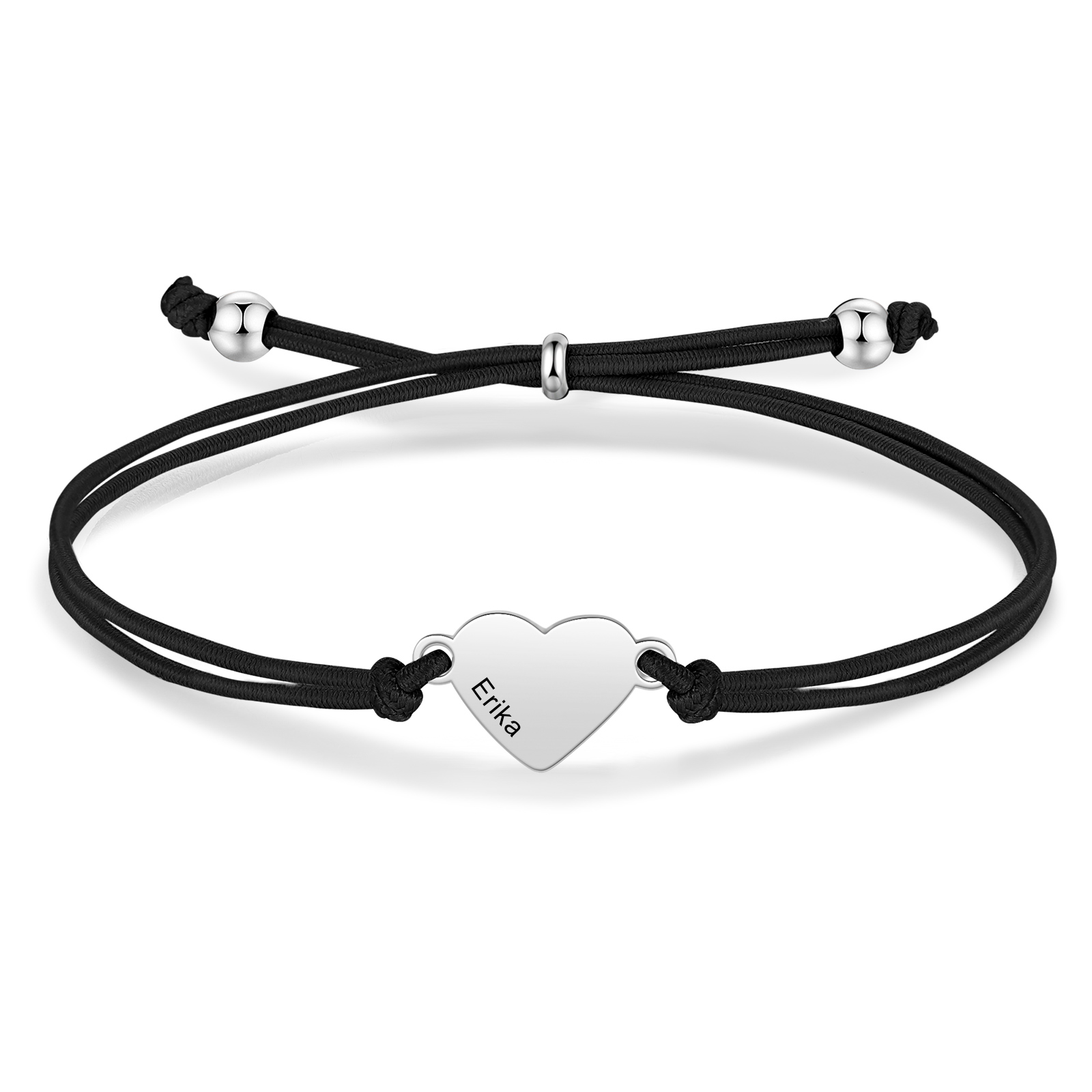 2-PCS Personalized 2 Names Elastic Cord Heart Bracelet, Back To School Gift For Daughter