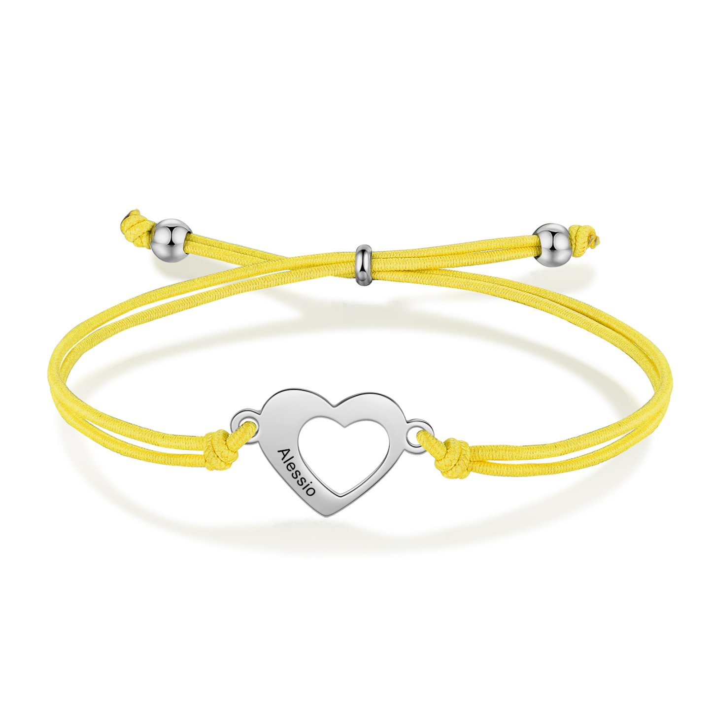 2-PCS Personalized 2 Names Elastic Cord Heart Bracelet, Back To School Gift For Daughter