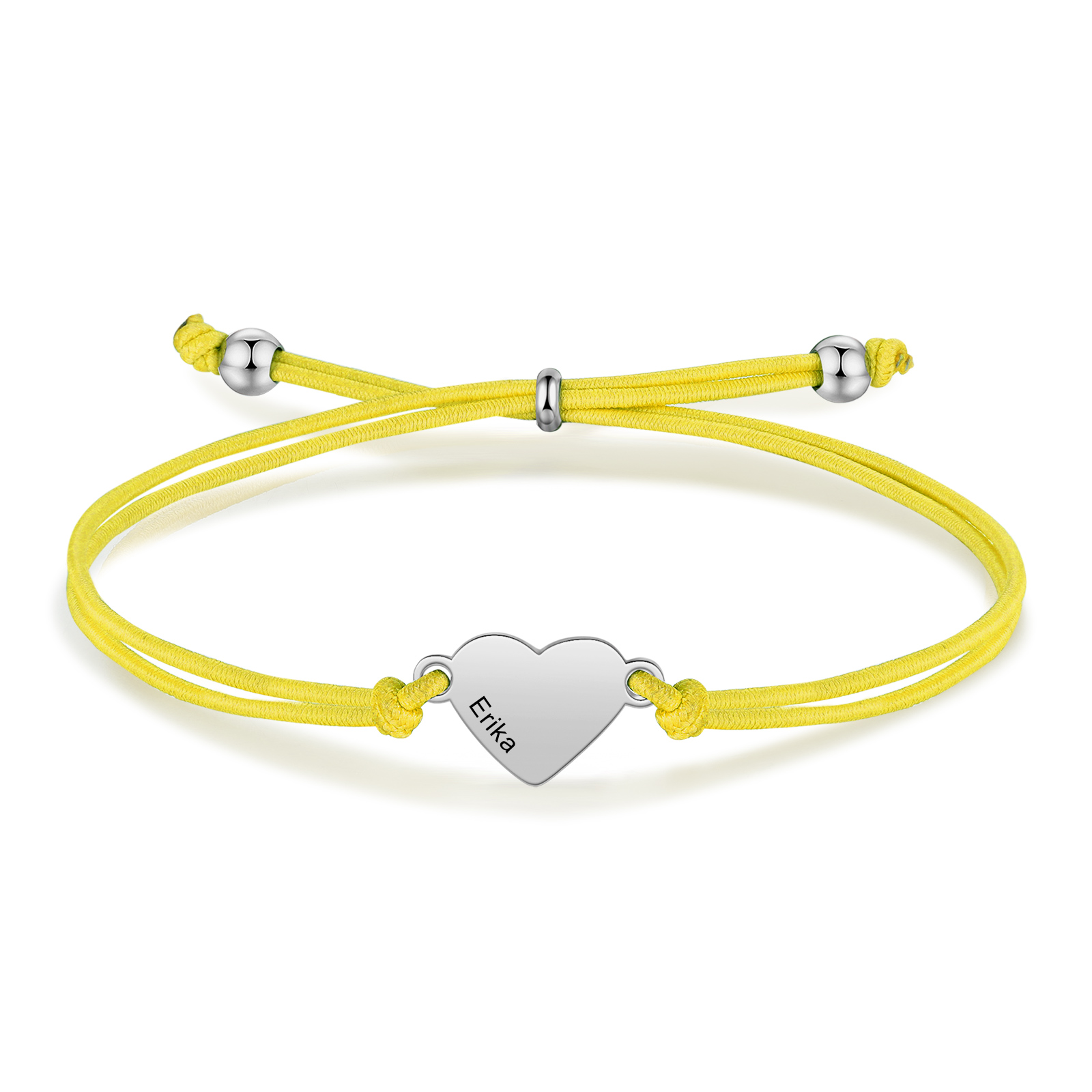 2-PCS Personalized 2 Names Elastic Cord Heart Bracelet, Back To School Gift For Daughter