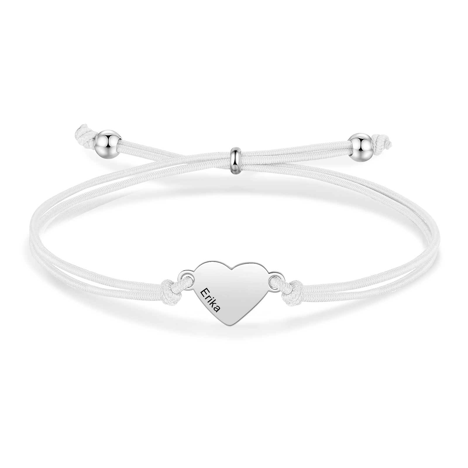 2-PCS Personalized 2 Names Elastic Cord Heart Bracelet, Back To School Gift For Daughter