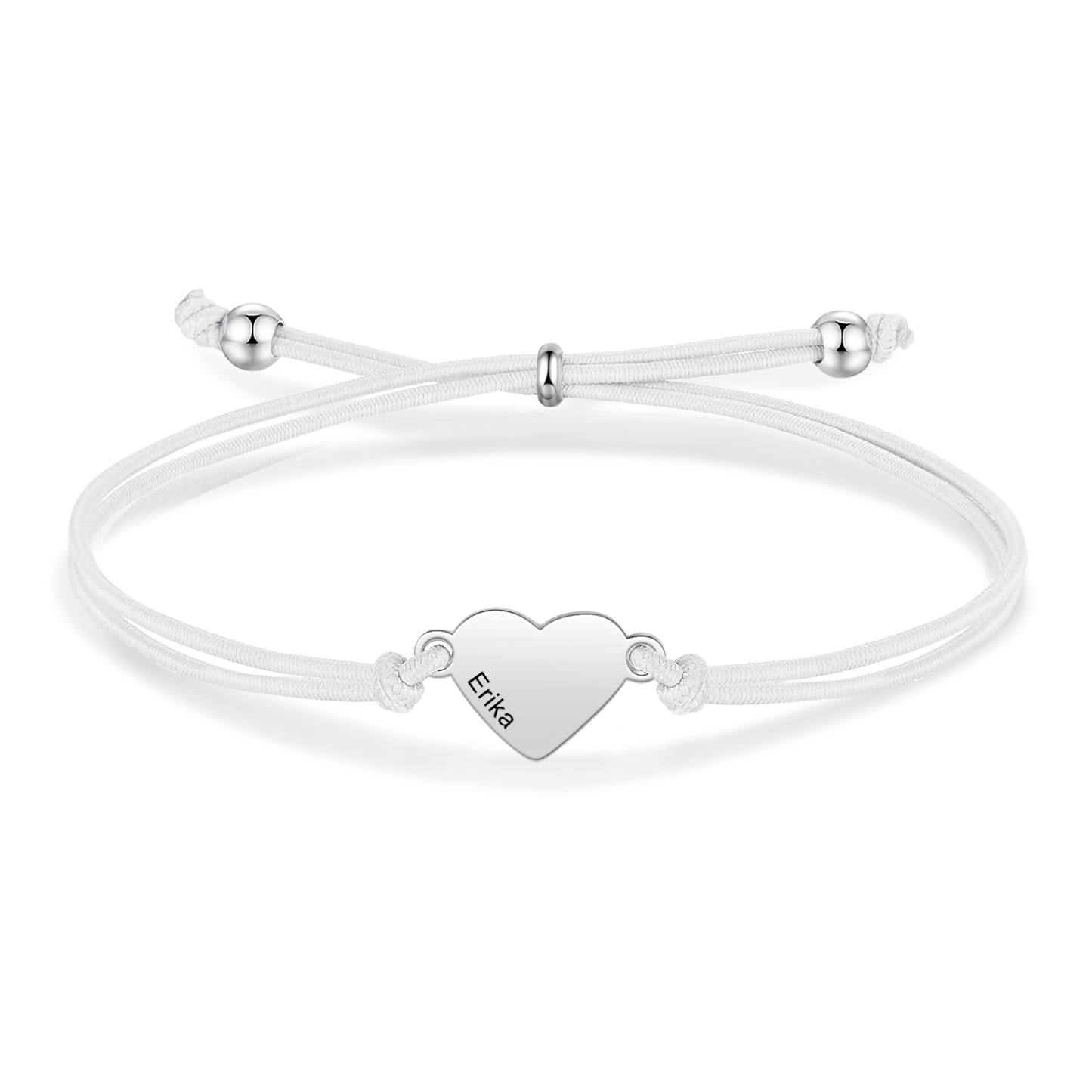 2-PCS Personalized 2 Names Elastic Cord Heart Bracelet, Back To School Gift For Daughter