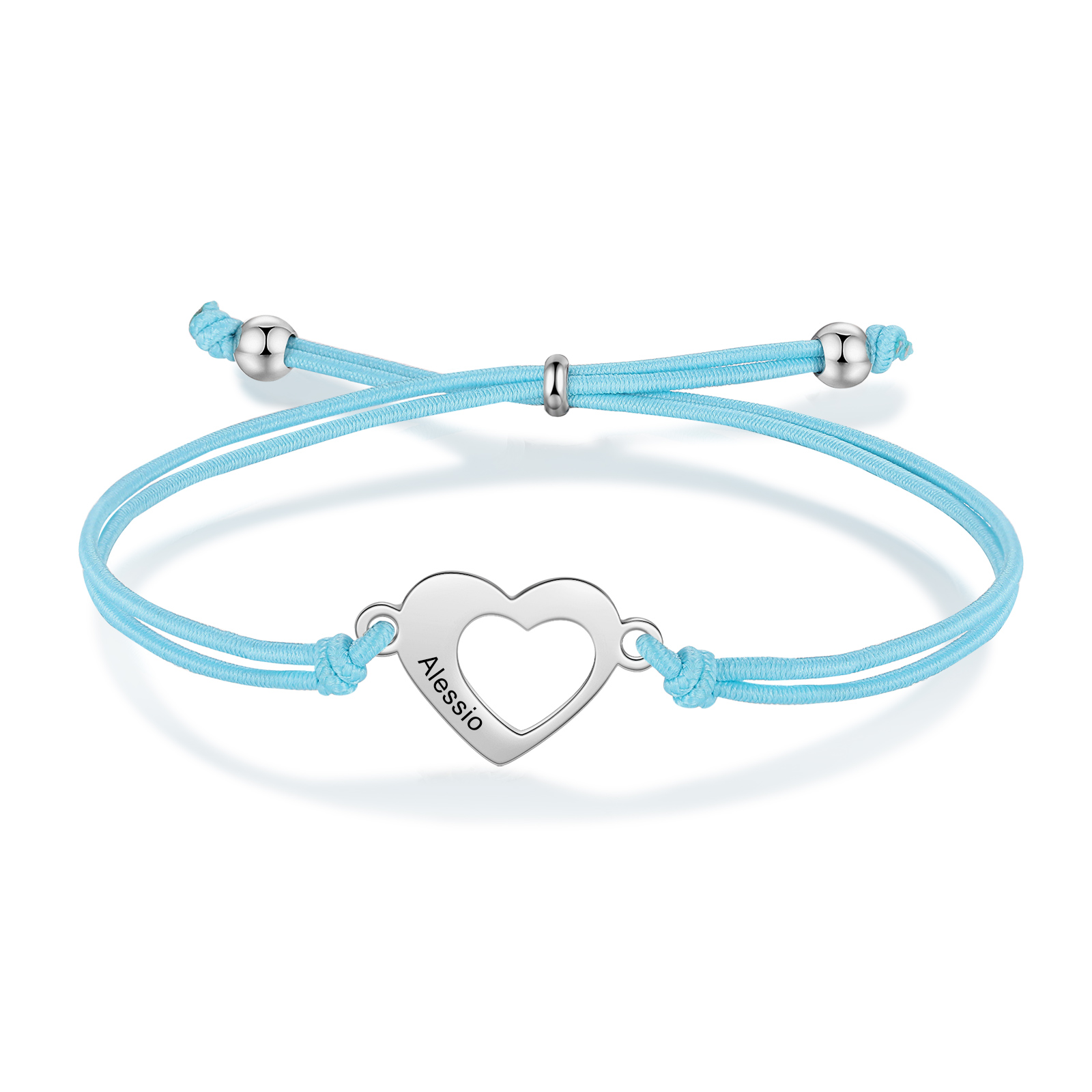 2-PCS Personalized 2 Names Elastic Cord Heart Bracelet, Back To School Gift For Daughter