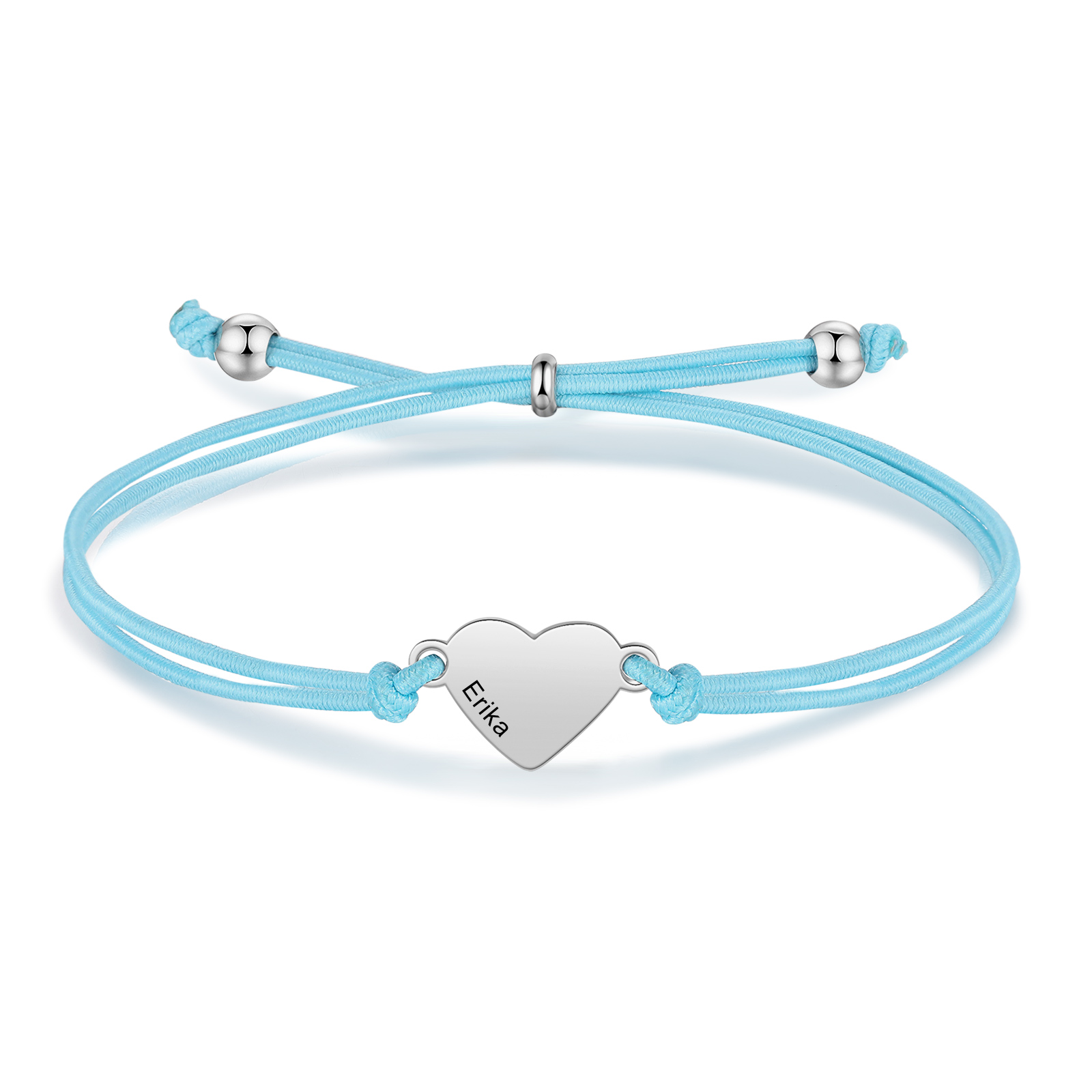 2-PCS Personalized 2 Names Elastic Cord Heart Bracelet, Back To School Gift For Daughter