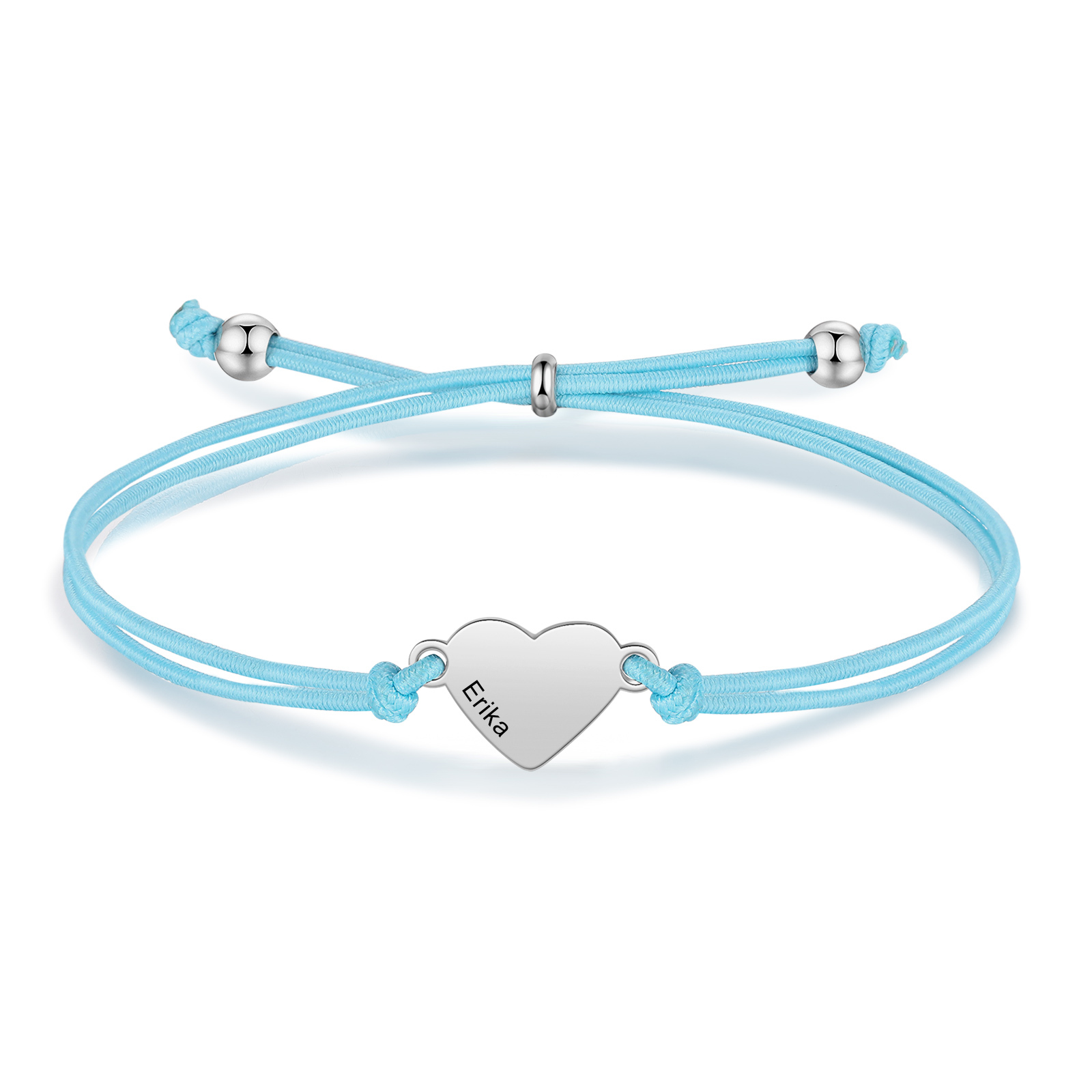 2-PCS Personalized 2 Names Elastic Cord Heart Bracelet, Back To School Gift For Daughter