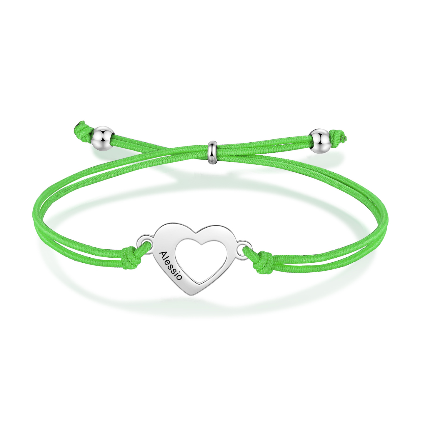 2-PCS Personalized 2 Names Elastic Cord Heart Bracelet, Back To School Gift For Daughter
