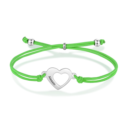 2-PCS Personalized 2 Names Elastic Cord Heart Bracelet, Back To School Gift For Daughter
