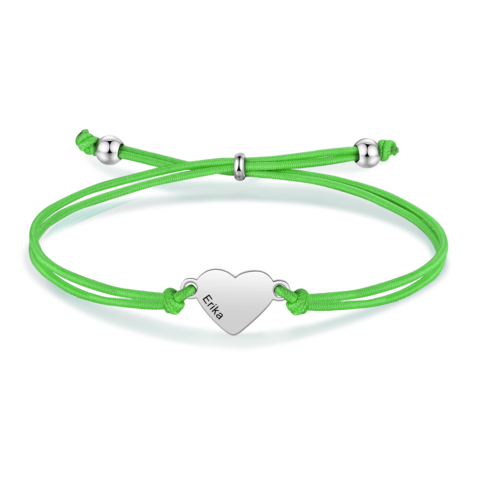 2-PCS Personalized 2 Names Elastic Cord Heart Bracelet, Back To School Gift For Daughter