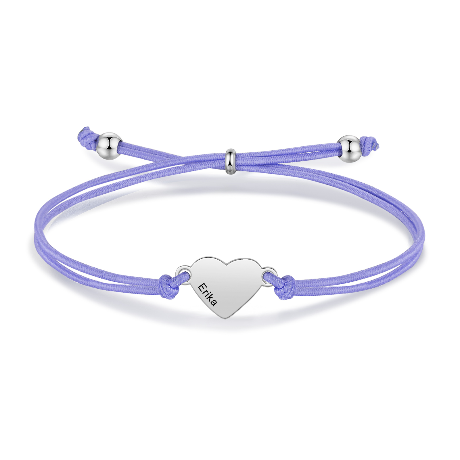 2-PCS Personalized 2 Names Elastic Cord Heart Bracelet, Back To School Gift For Daughter