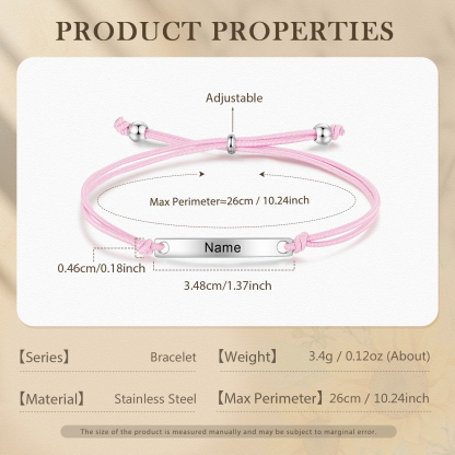 Personalized Name Stainless Steel Bracelet Adjustable, A Good Start-Of-School Gift For My Daughter