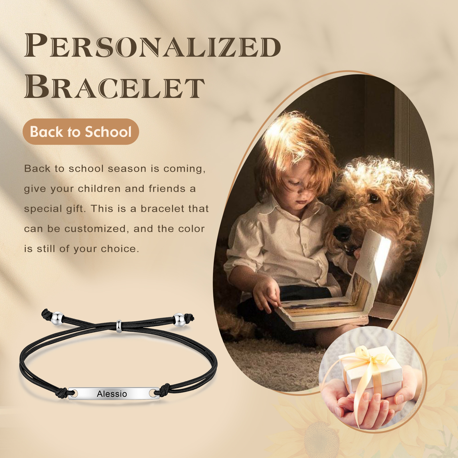 Personalized Name Stainless Steel Bracelet Adjustable, A Good Start-Of-School Gift For My Daughter