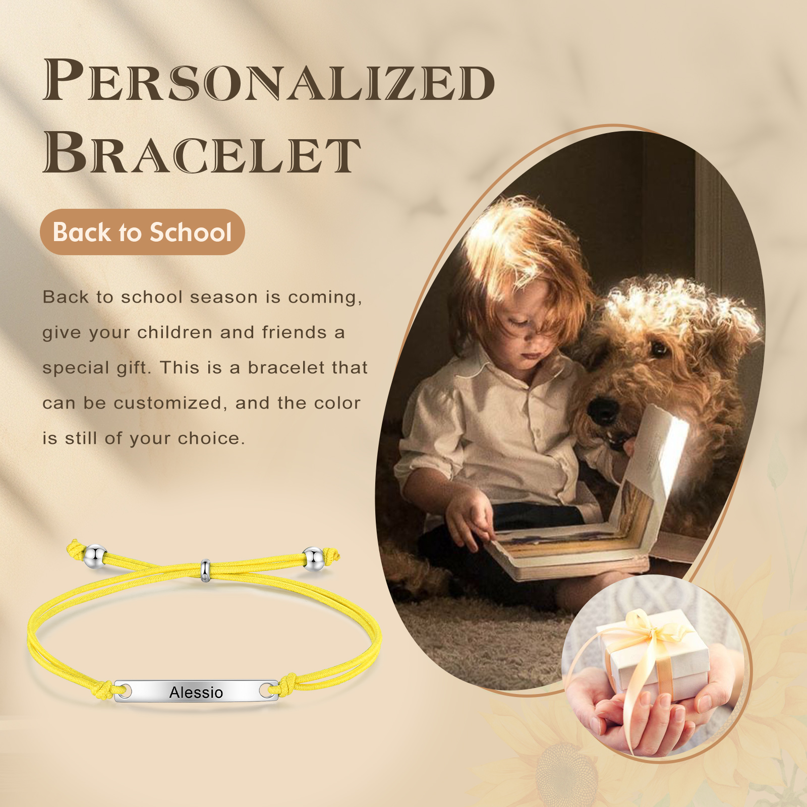 Personalized Name Stainless Steel Bracelet Adjustable, A Good Start-Of-School Gift For My Daughter