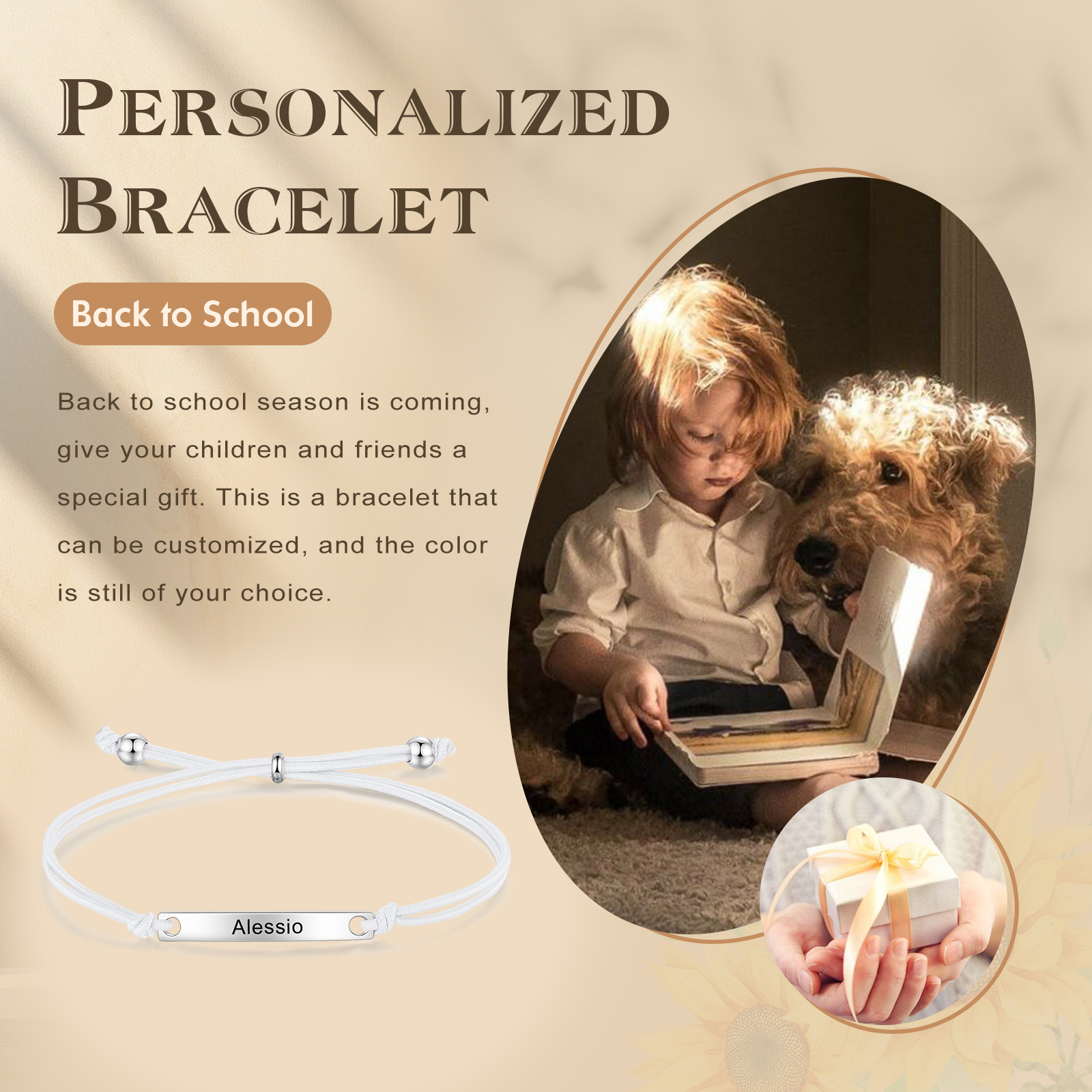 Personalized Name Stainless Steel Bracelet Adjustable, A Good Start-Of-School Gift For My Daughter