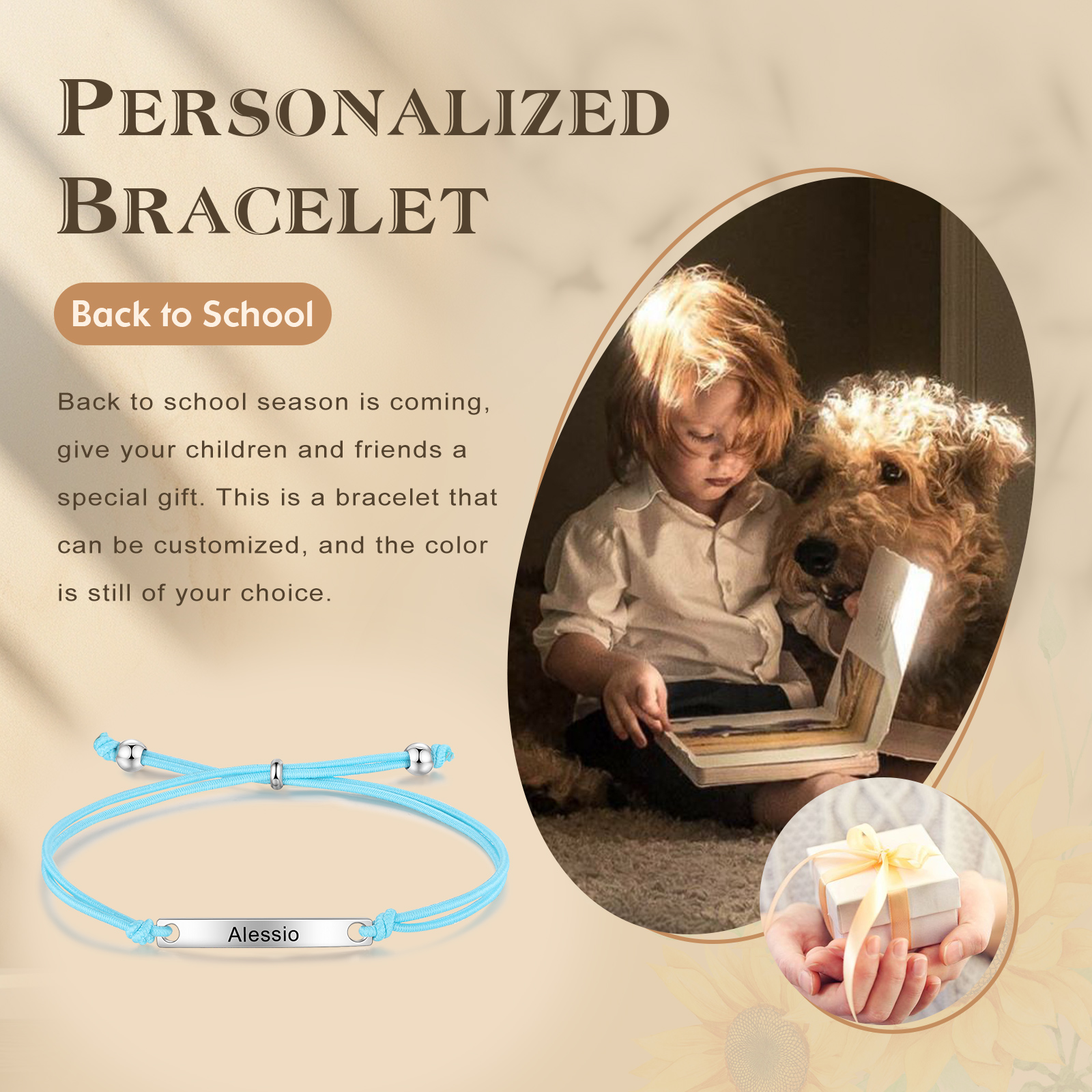 Personalized Name Stainless Steel Bracelet Adjustable, A Good Start-Of-School Gift For My Daughter