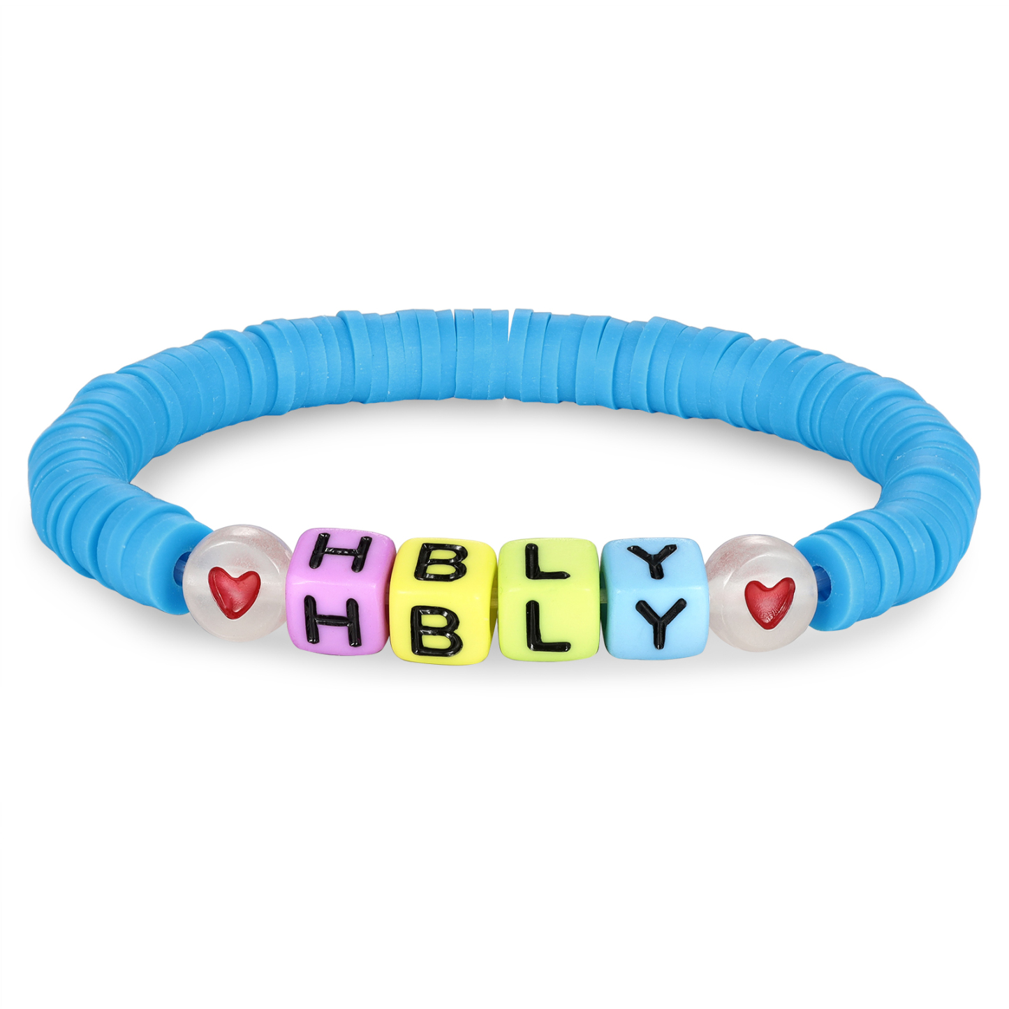 2 PCS-Personalized 2 Name Elastic Cord Square Handmade Bracelet, Back to School Gift for Daughter