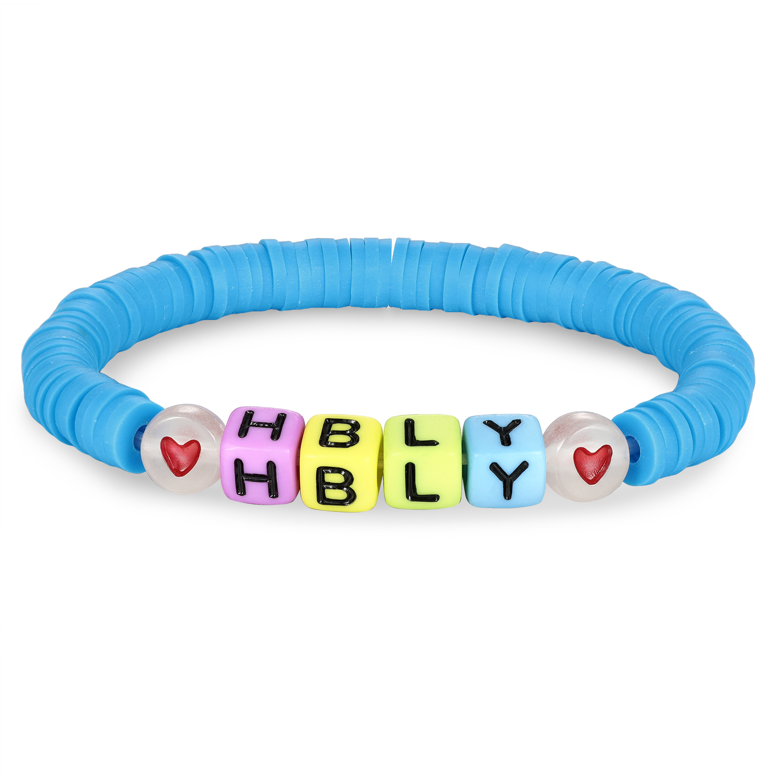 2 PCS-Personalized 2 Name Elastic Cord Square Handmade Bracelet, Back to School Gift for Daughter