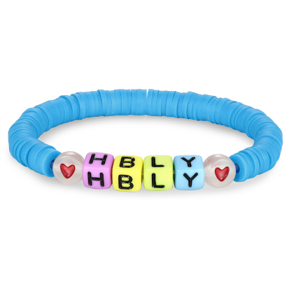 2 PCS-Personalized 2 Name Elastic Cord Square Handmade Bracelet, Back to School Gift for Daughter