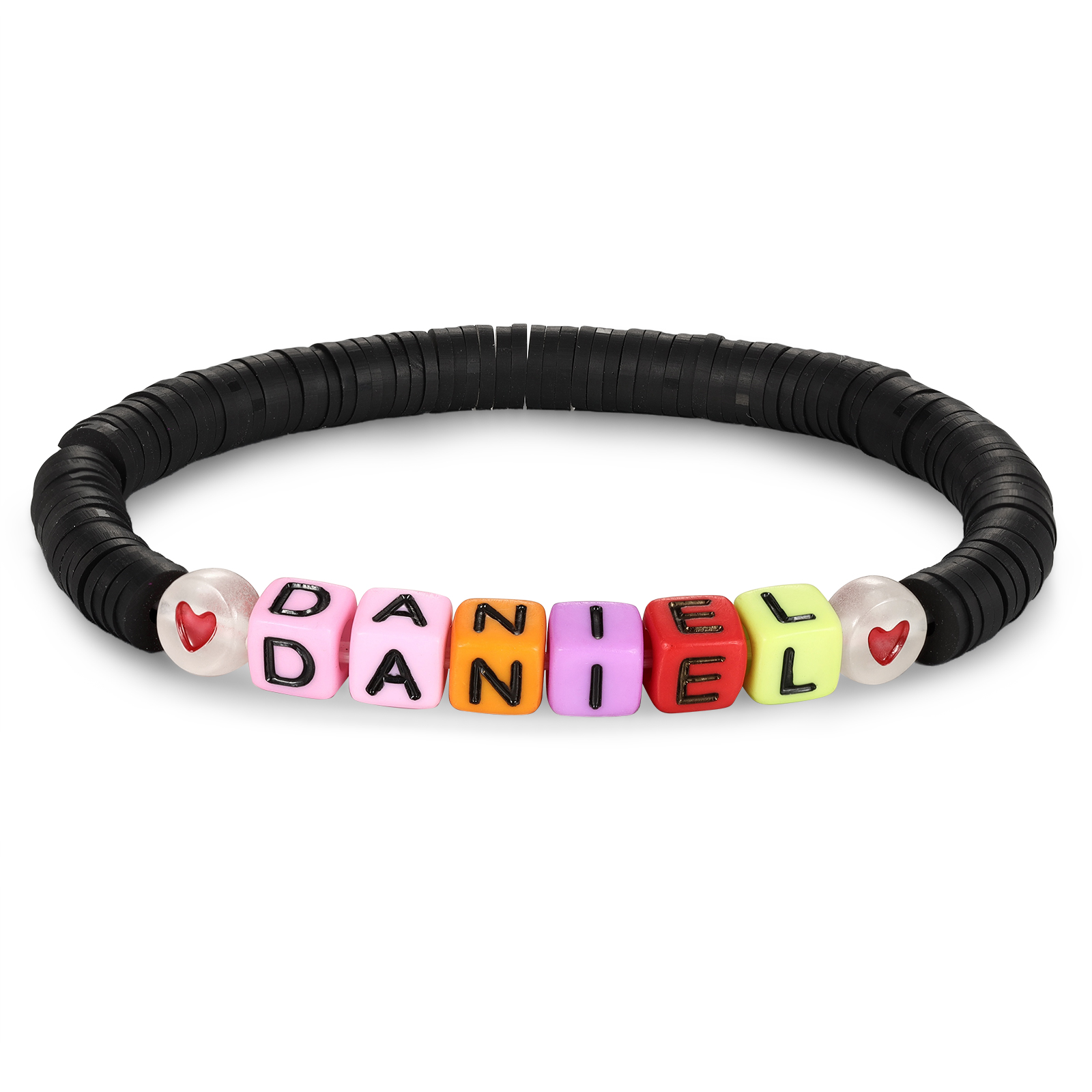 2 PCS-Personalized 2 Name Elastic Cord Square Handmade Bracelet, Back to School Gift for Daughter