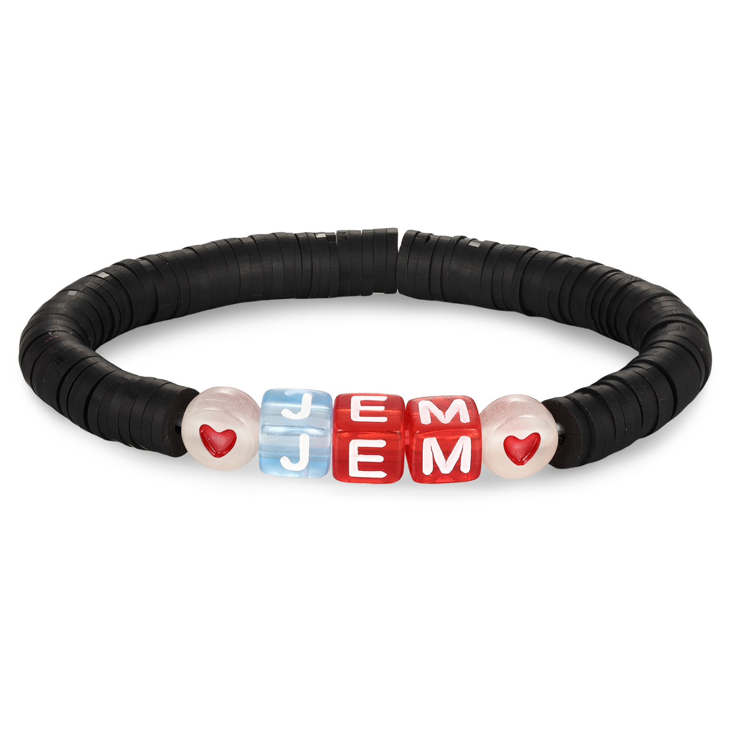 2PCS-Personalized 2 Name Elastic Cord Square Bracelets, Back to School Gift for Daughter