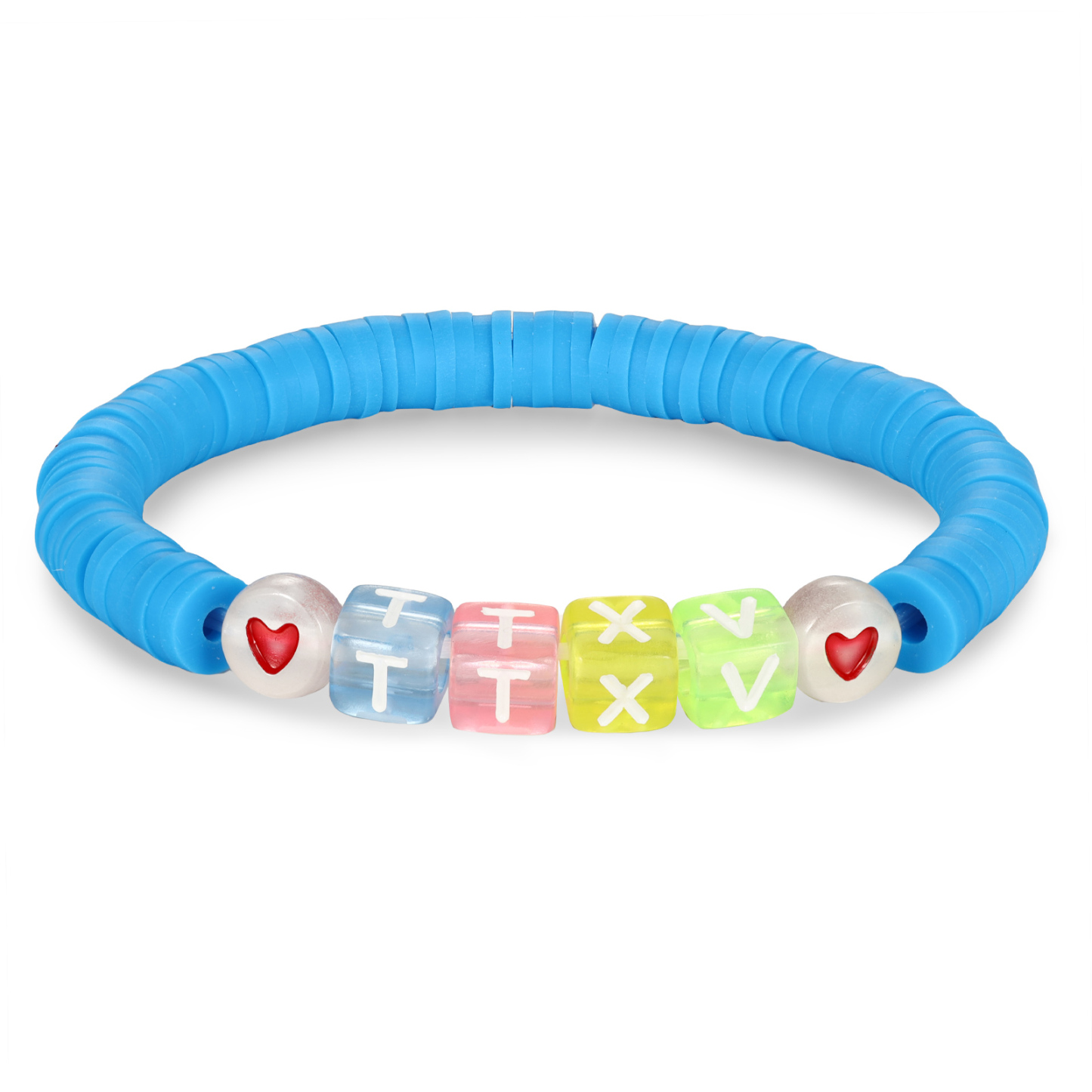 2PCS-Personalized 2 Name Elastic Cord Square Bracelets, Back to School Gift for Daughter