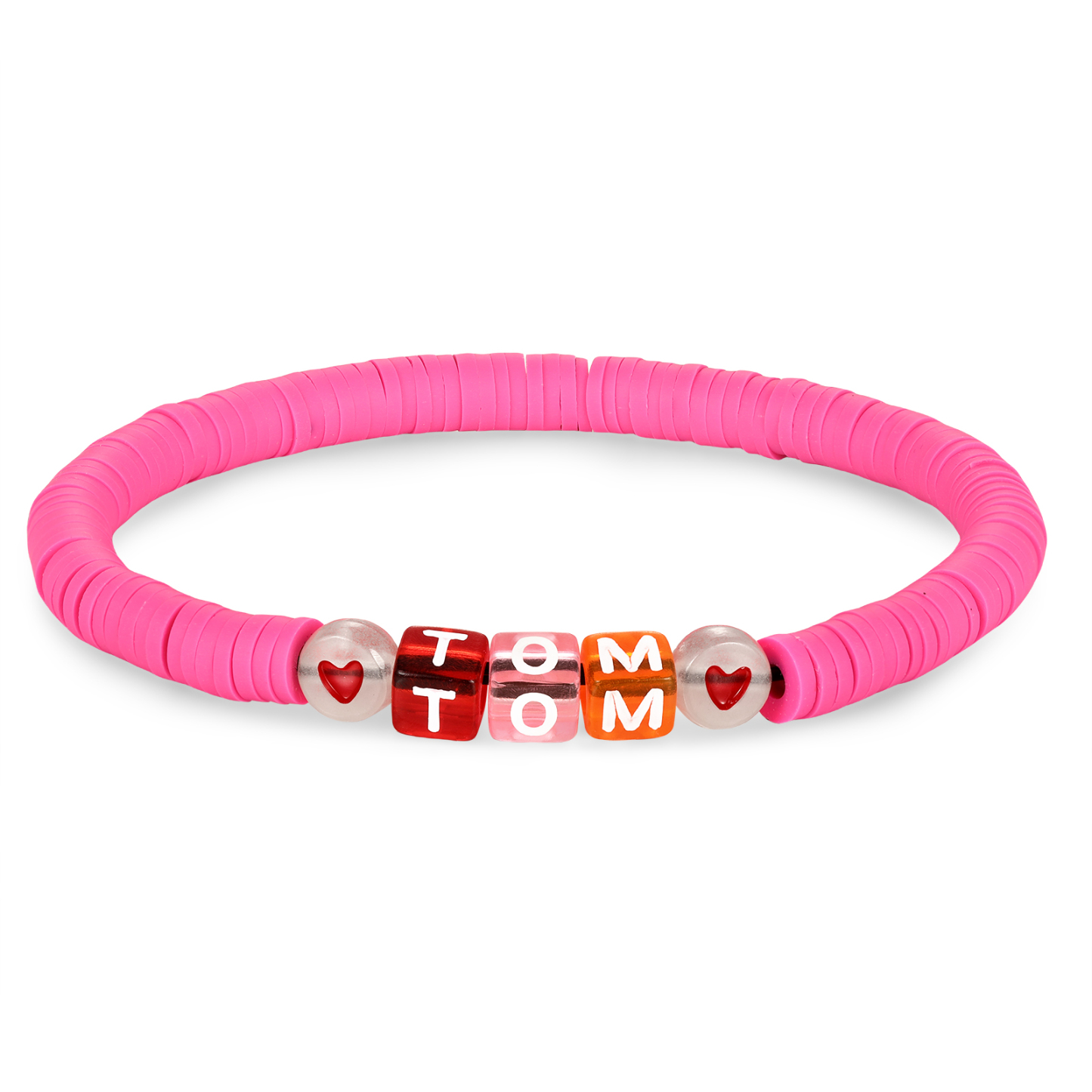 2PCS-Personalized 2 Name Elastic Cord Square Bracelets, Back to School Gift for Daughter