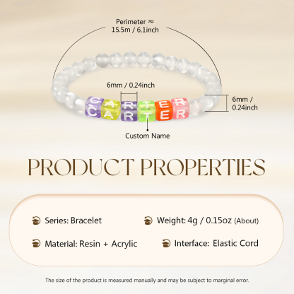 Personalized Name Colored Resin Beaded Bracelet With Many Options For Back To School Gift For Daughter