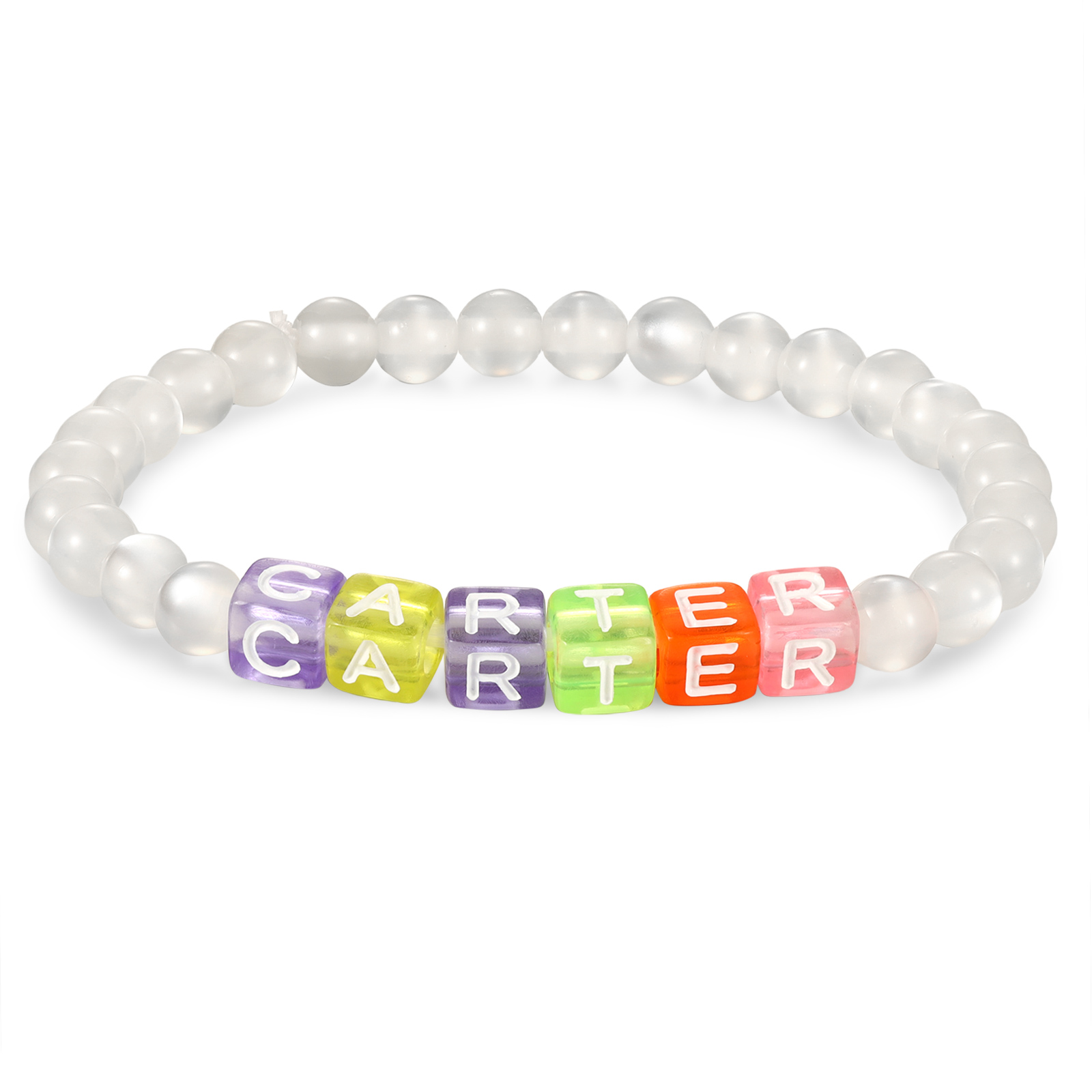 Personalized Name Colored Resin Beaded Bracelet With Many Options For Back To School Gift For Daughter