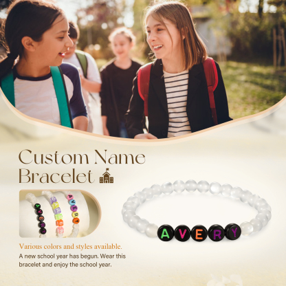 Personalized Name Colored Resin Beaded Bracelet With Many Options For Back To School Gift For Daughter