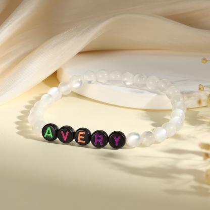 Personalized Name Colored Resin Beaded Bracelet With Many Options For Back To School Gift For Daughter