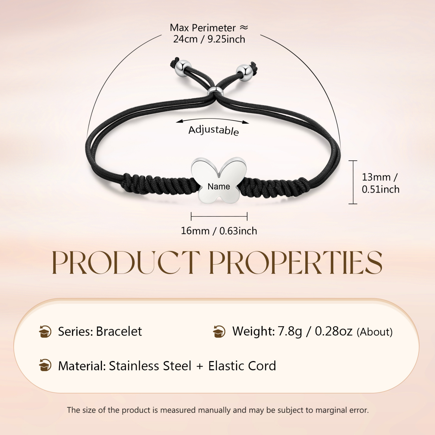 Personalized Name Woven Stainless Steel Butterfly Bracelet, A Back-To-School Gift For My Daughter