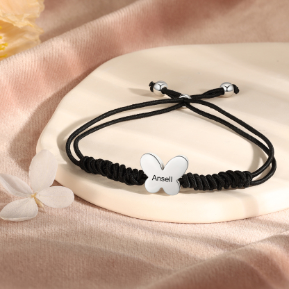 Personalized Name Woven Stainless Steel Butterfly Bracelet, A Back-To-School Gift For My Daughter