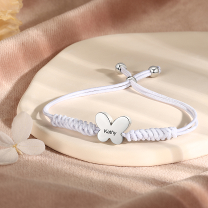 Personalized Name Woven Stainless Steel Butterfly Bracelet, A Back-To-School Gift For My Daughter