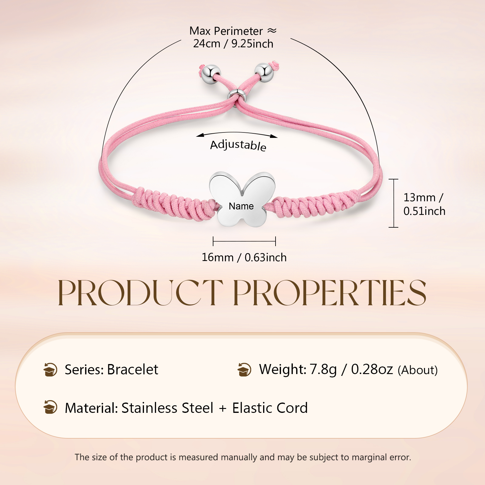 Personalized Name Woven Stainless Steel Butterfly Bracelet, A Back-To-School Gift For My Daughter