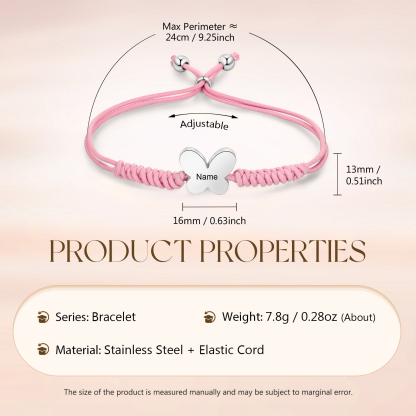 Personalized Name Woven Stainless Steel Butterfly Bracelet, A Back-To-School Gift For My Daughter