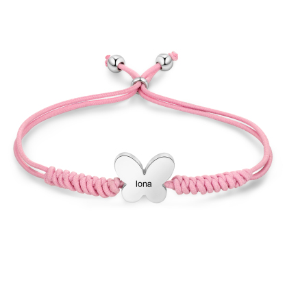 Personalized Name Woven Stainless Steel Butterfly Bracelet, A Back-To-School Gift For My Daughter