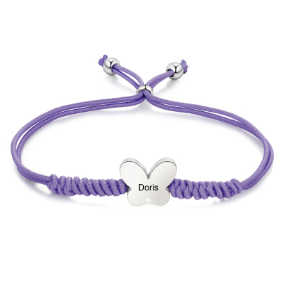 Personalized Name Woven Stainless Steel Butterfly Bracelet, A Back-To-School Gift For My Daughter