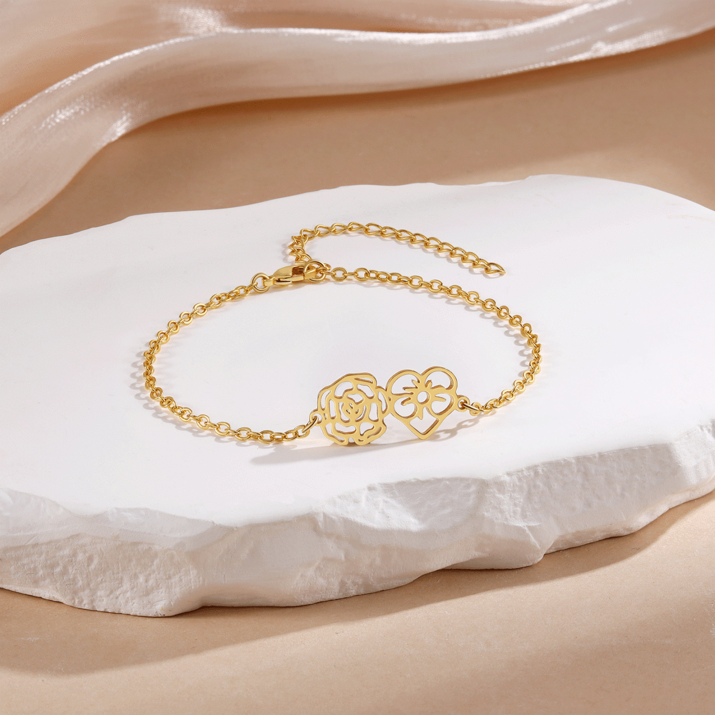 Personalized Bracelet Customization, Customized 2 Birthflower Exquisite Bracelet For Women