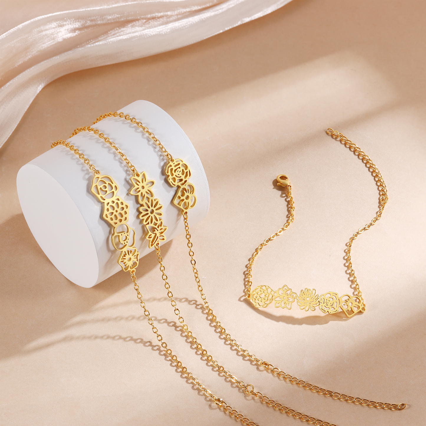 Personalized Bracelet Customization, Customized 2 Birthflower Exquisite Bracelet For Women