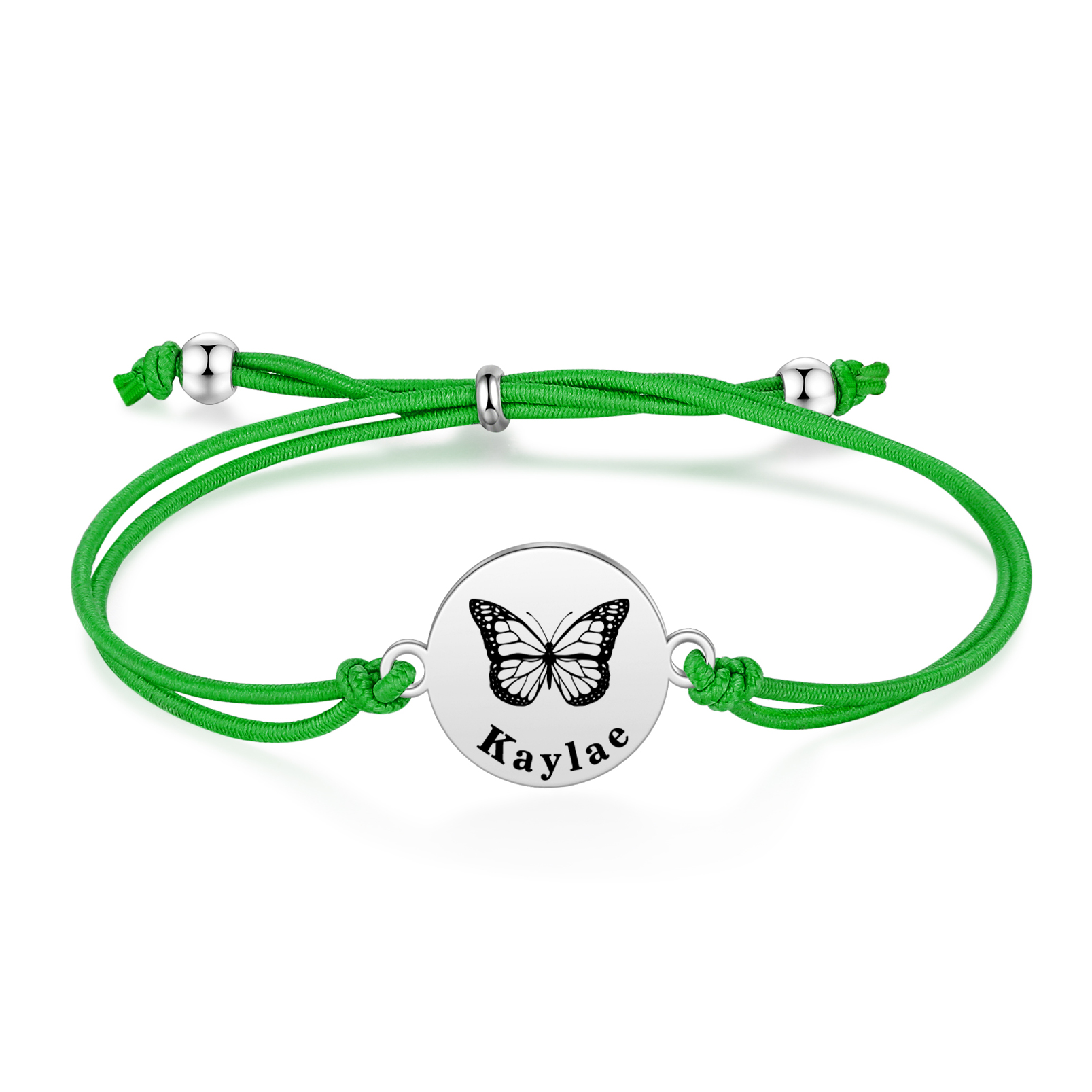 2 PCS Personalised Elastic Cord Bracelet with Butterfly Pattern Customized 2 Names Gift for Daughter