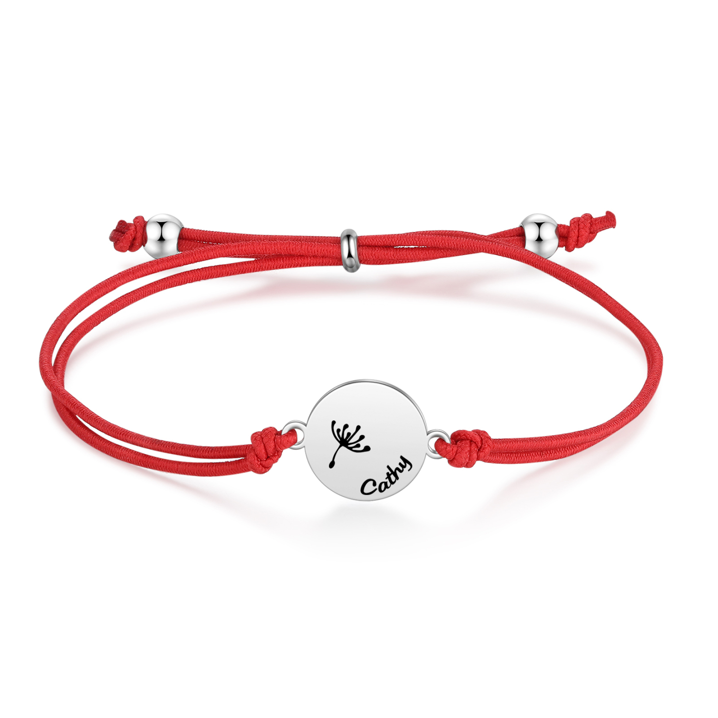 2-PCS Personalised Elastic Cord Bracelet with Dandelion Pattern, Customized with 2 Names, Gift for Daughter