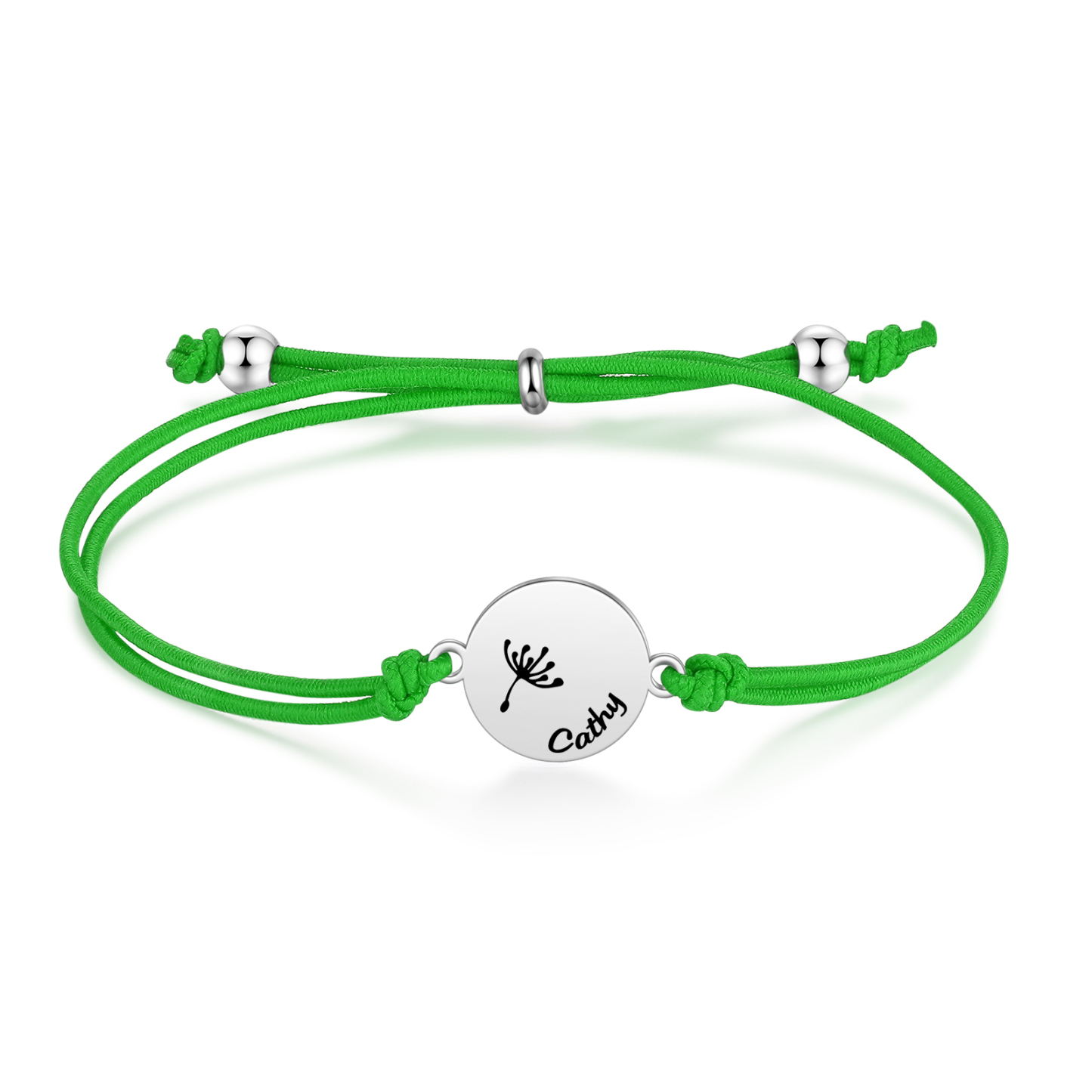 2-PCS Personalised Elastic Cord Bracelet with Dandelion Pattern, Customized with 2 Names, Gift for Daughter