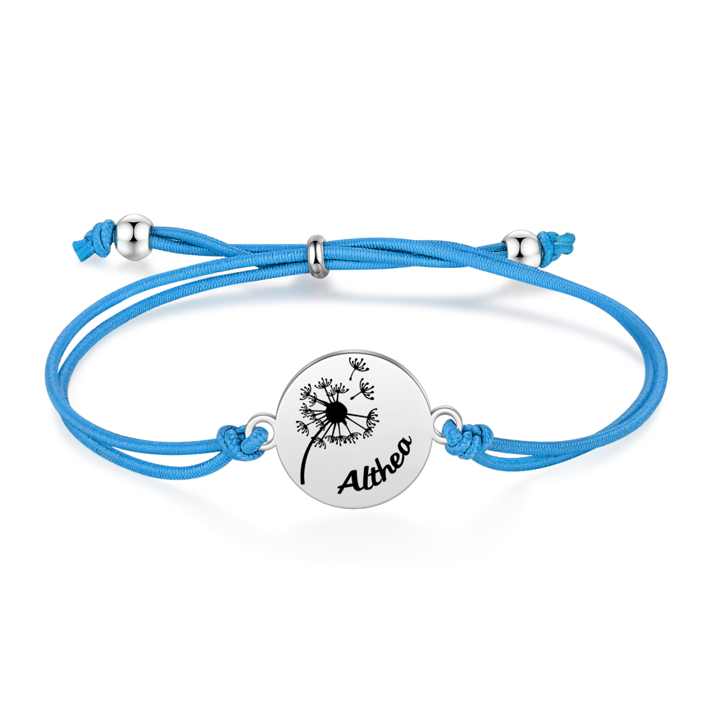 2-PCS Personalised Elastic Cord Bracelet with Dandelion Pattern, Customized with 2 Names, Gift for Daughter