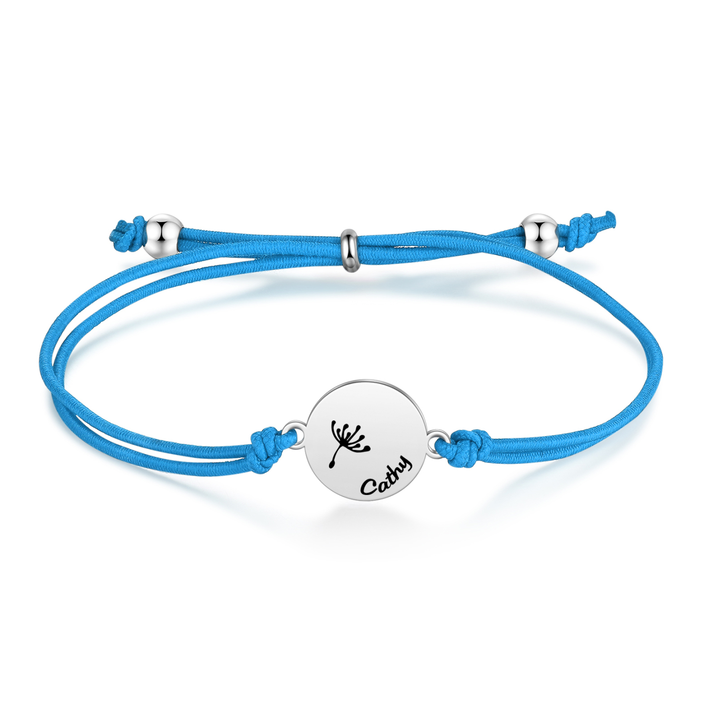 2-PCS Personalised Elastic Cord Bracelet with Dandelion Pattern, Customized with 2 Names, Gift for Daughter