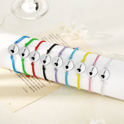 2-PCS Personalised Elastic Cord Bracelet with Love Pattern, Customized with 2 Names, Gift for Daughter