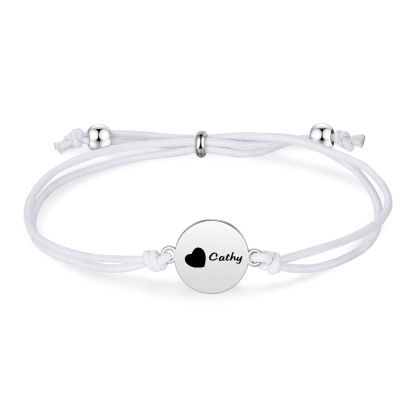 2-PCS Personalised Elastic Cord Bracelet with Love Pattern, Customized with 2 Names, Gift for Daughter