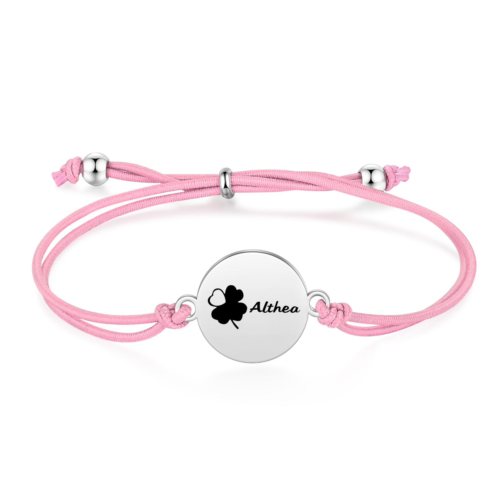 2-PCS Personalised Elastic Cord Bracelet with Love Pattern, Customized with 2 Names, Gift for Daughter