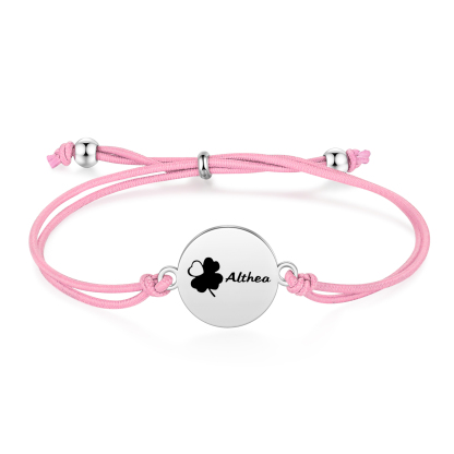 2-PCS Personalised Elastic Cord Bracelet with Love Pattern, Customized with 2 Names, Gift for Daughter