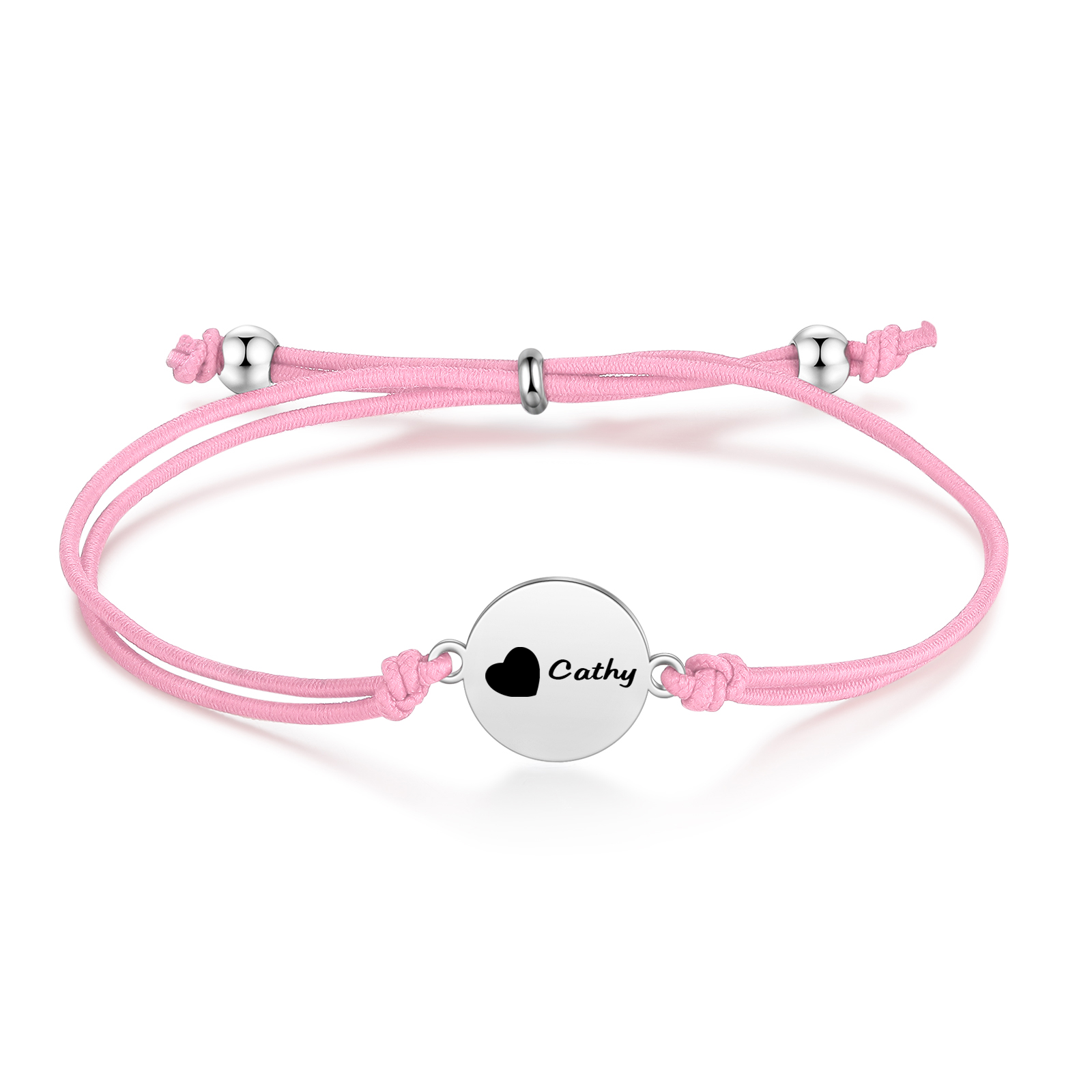 2-PCS Personalised Elastic Cord Bracelet with Love Pattern, Customized with 2 Names, Gift for Daughter