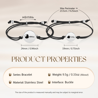 2-PCS Personalised Elastic Cord Bracelet with Love Pattern, Customized with 2 Names, Gift for Daughter